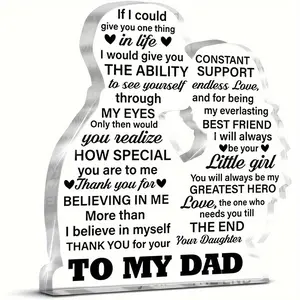 Acrylic Desktop Ornament, Dad Gifts from Daughter, Father's Day Gift for Dad, Best Dad Birthday Gift, Cool Dad Gift, Desktop Ornament for Home Office, Creative Desktop Decoration