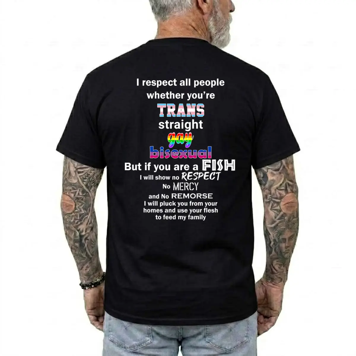 I Respect All People Except Fish T-shirt, Funny Shirts, Fishing Shirt, Casual Menswear, Comfy Cotton