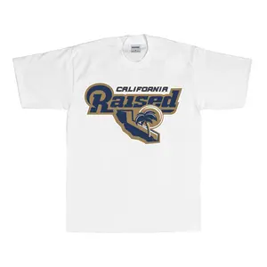 Home Sick T-Shirt (White) California Raised Graphic T-Shirt | Retro LA Rams Style Football Font Tee | Trendy West Coast Aesthetic Palm Tree Streetwear Unisex Cotton Top Men | TikTok Viral Fashion