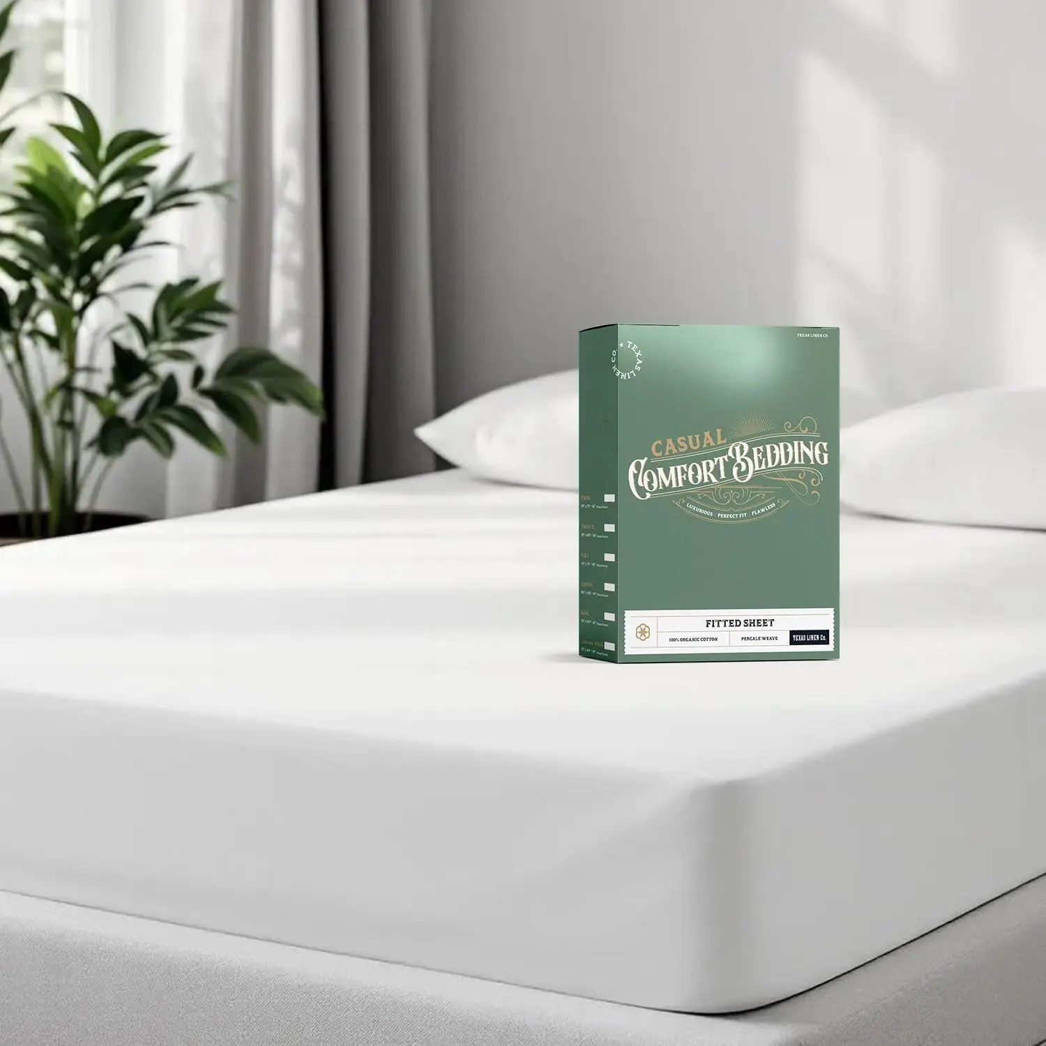 100% Organic Cotton Percale Weave Fitted Sheet Queen Size, White, 1 Deep Pocket Queen Fitted Sheet, Fits Mattress Upto 16" Crisp and Cool Bed Linen, Luxury GOTS Certified Sheets