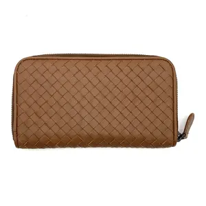 Pre-owned BOTTEGA VENETA Nappa Leather Wallet Intrecciato on Chain Round Brown #4183
