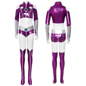 TTeen TTitan Starfire Cosplay Costume Sexy Spandex ZZZentai Suit Purple Women Halloween Cosplay Costume Sexy Purple Bodysuit
