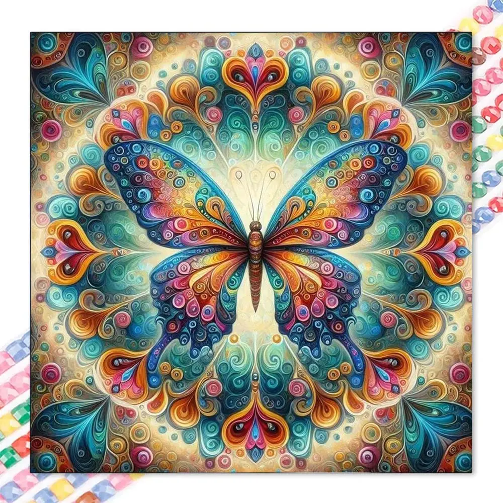 1 DIY diamond painting kit, 5D diamond art set, DIY decoration, colorful butterfly diamond painting kit full round drill, mosaic, diamond art, DIY art home decor, suitable for Christmas, Diamond Embroidery