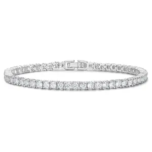 8 Inch Tennis Bracelets for Women Cubic Zirconia Classic Bracelets for Men (silver)