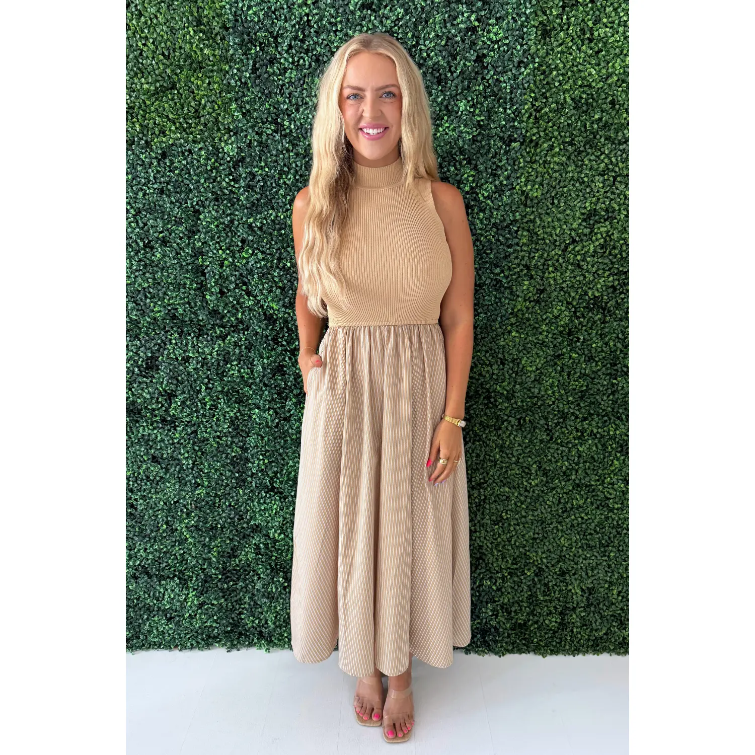 Mock Neck Twofer Dress