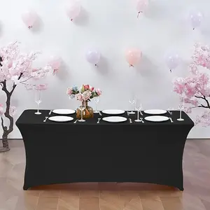 Elastic Nylon Tablecloth for Standard Folding Tables, Universal Rectangular Fit, Washable, Wrinkle Resistant, Stretchy, Wedding Decor