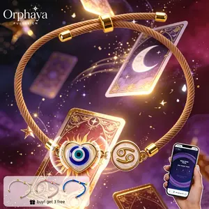 12 Zodiac Sign Personalized Gift,(With 4 Interchangeable Cords)  Orphaya NFC Evil Eye Bracelet with Daily Horoscope Tarot Reading, Spiritual Protection Talisman, Birthday Mothers Day Fortune Gifts for Her Him
