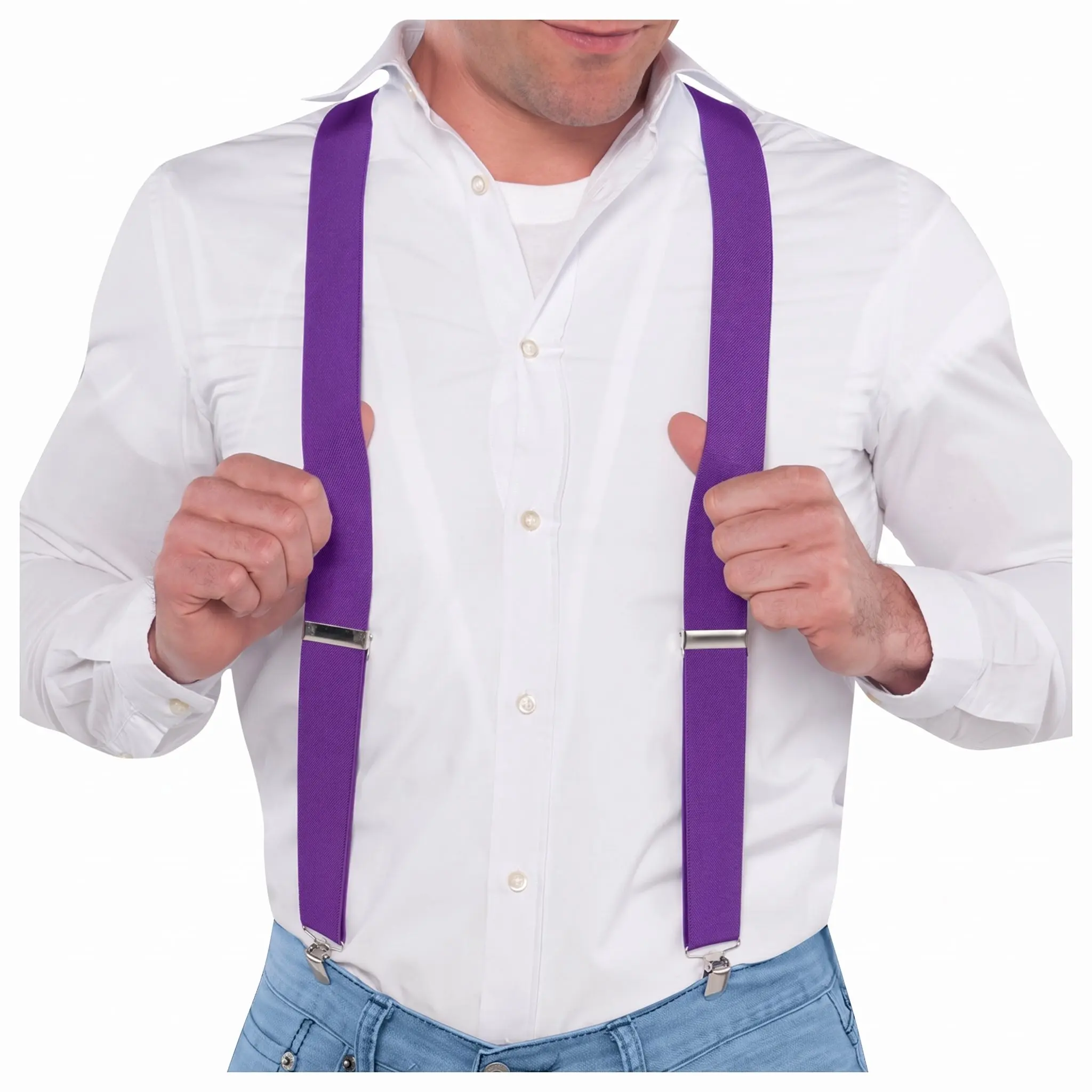 Purple Adjustable Y-Back Suspenders - Versatile Costume Accessory
