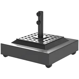 Outdoor Umbrella Stand Base with Wheels, Heavy Duty Patio Umbrella Base, Filled Up to 143lbs with Stand or 112lbs with Water, Patio Umbrella Holder for Garden, Poolside, Black