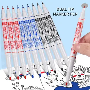 Dual-Ended Marking Pen, Thick & Thin Tips, Student Drawing Tracing Oil-Based Waterproof Quick-Dry Art Outline Marker