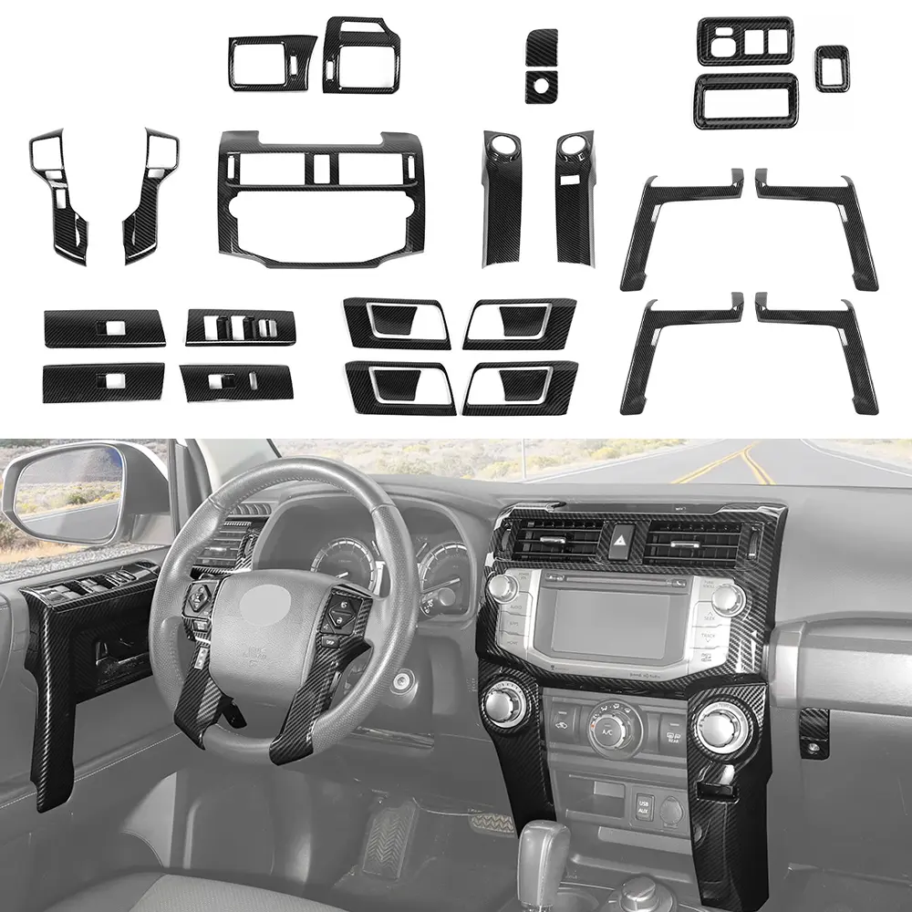 28-Pieces ABS Plastic Car Interior Center Console Dash Cover Trim Kit, DIY Install Car Interior Kit for 2010-2019 4Runner Fit, Father's Day Gift Auto Accessory
