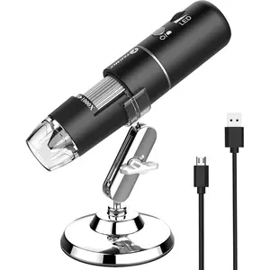 Wireless Digital Microscope Handheld USB HD Inspection Camera 50x-1000x Magnification with Stand Compatible with iPhone, iPad, Samsung Galaxy, Android, Mac, Windows Computer