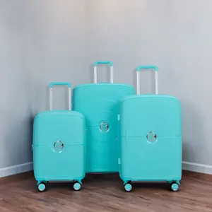 Expandable Hardshell Suitcase Double Spinner Wheels PP Luggage Sets Lightweight Durable 3-Piece Set (20/24/28) , Lake Blue