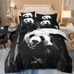 Jit 3-Piece Giant Panda Duvet Sets Suit (1 * Duvet Sets +2 * Pillowcases, Excluding Core), Cute Animal Bedding Suit with Pringting Suit, Super Soft, Comfortable and Breathable Duvet Sets with Pillowcases, Quilt Covers of Various Sizes, suitable for Bedroo