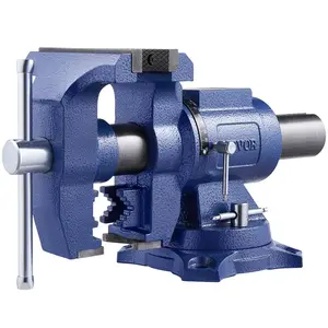 VEVOR Heavy Duty Bench Vise, 6-1/2" Jaw Width, 5" Max Jaw Opening Multi-Purpose Ductile Iron Bench Vise with Anvil, 360° Swivel Base Head, 3" Throat, 5620 lbs Clamp Force, for Pipe Repairing Metalwor
