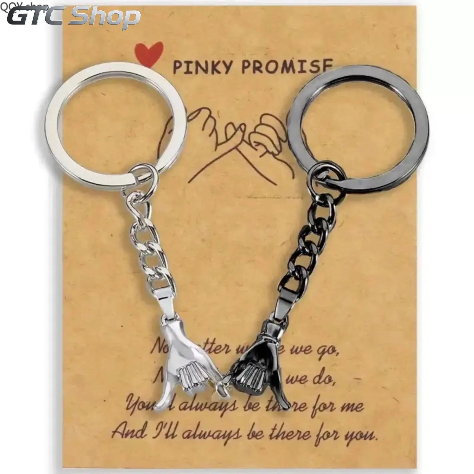 2Pcs Pinky Promise Matching Jewelry Set Couple Best Friend Necklace Keychain Sweet Cute Daily Ornament Romantic Fashion Accessory Exquisite Matching Decoration Perfect Surprise Gift For Lovers Family Friendship Daily Commemoration Present