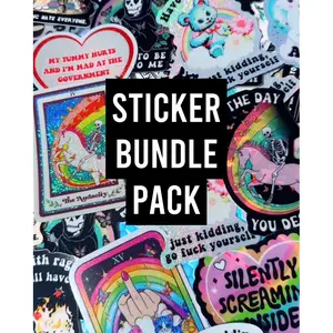 Mystery Unhinged Cute Sticker Pack – Funny Glitter Aesthetic Vinyl Stickers with Sass and Chaos for Laptops, and Water Bottles