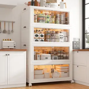 RaybeeFurniture Stackable Storage Containers with Wheels & Lid Large Plastic Foldable Organizers for Home Office, Ideal for Clothes, Books, and More