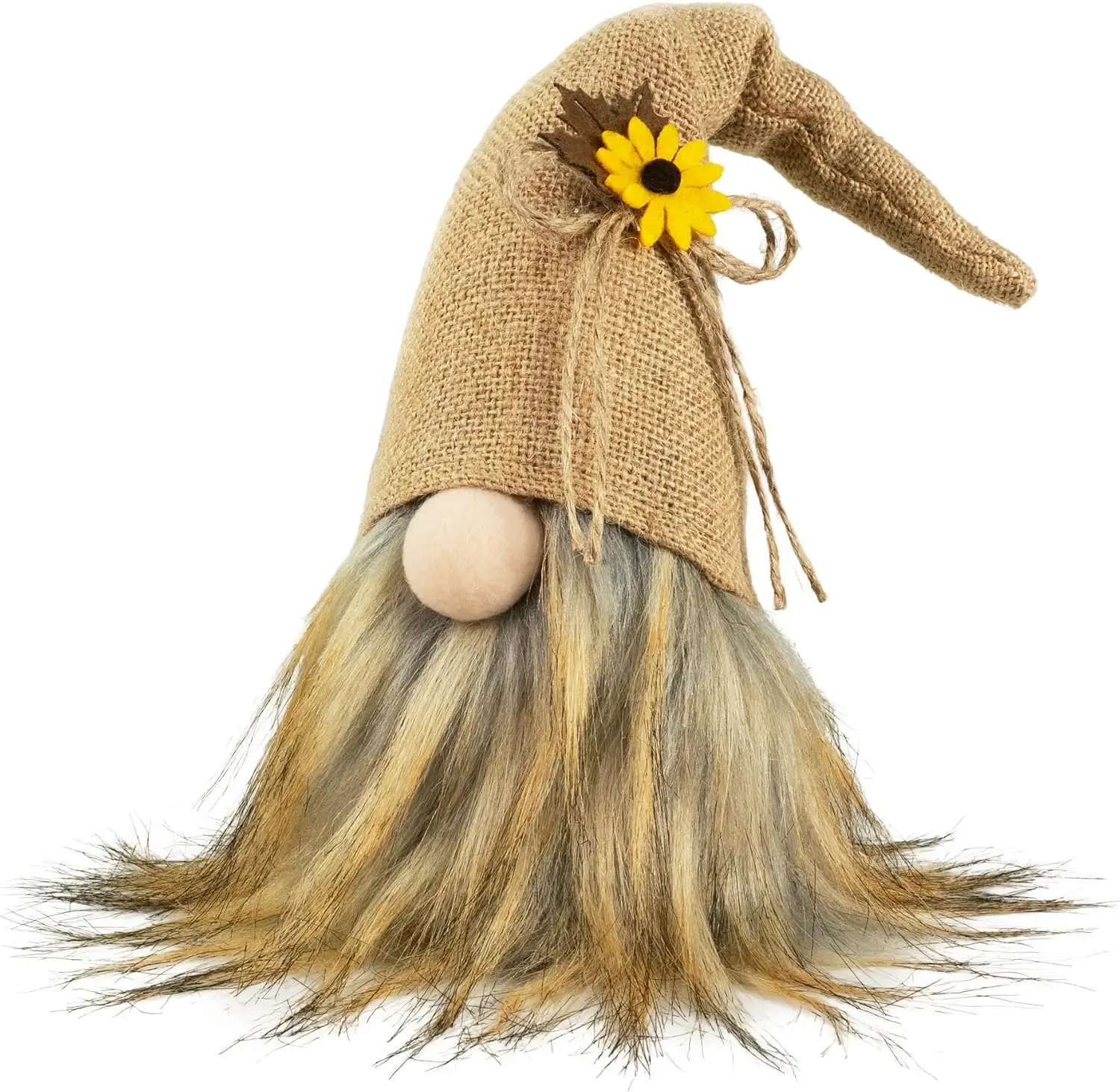 Plush Fall Gnome, Rustic Thanksgiving Decorations for Home Autumn Gnome with a Burlap Hat and Sunflower Accents for Indoor Farmhouse Decor on Mantels, Shelves and Tabletops