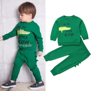 Ma&Baby Toddler Kids Baby Boys Clothes Outfits Cartoon Crocodile Tops+Pants Casual Long Sleeve Outfits Tracksuit