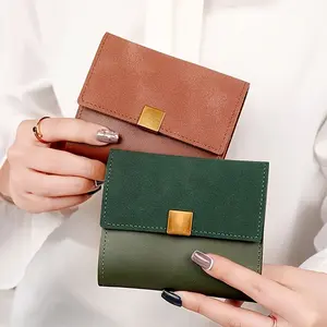Women's Short Wallet Casual PU Leather, RFID Blocking Card Holder With Coin Purse, Classic Solid Color Wallet