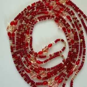 Waistbeads-Ruby Red Hearts 50/60 inches for everyone