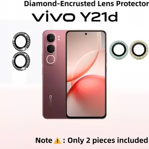 2pcs Vivo Y21d Phone Camera Flash Light Protection Film, Metal Eagle Eye Lens Protector, Y19s Diamond Point Lens Cover