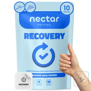 Nectar Recovery Patches - Hangover Prevention with DHM, Green Tea, L-Theanine & Glutathione Patches, 8 Hours Support, Vegan, Gluten Free, Latex Free, Water Resistant