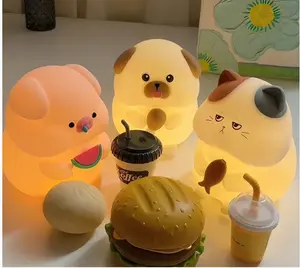 FAMIDUO Greedy Dog Night Light for Kids, 3 Levels Dimmable Doggy Nursery Nightlight with Touch Color Change, Squishy Silicone Rechargeable Bedside Lamp for Children/Pregnant Mom/Elderly, Room Decor