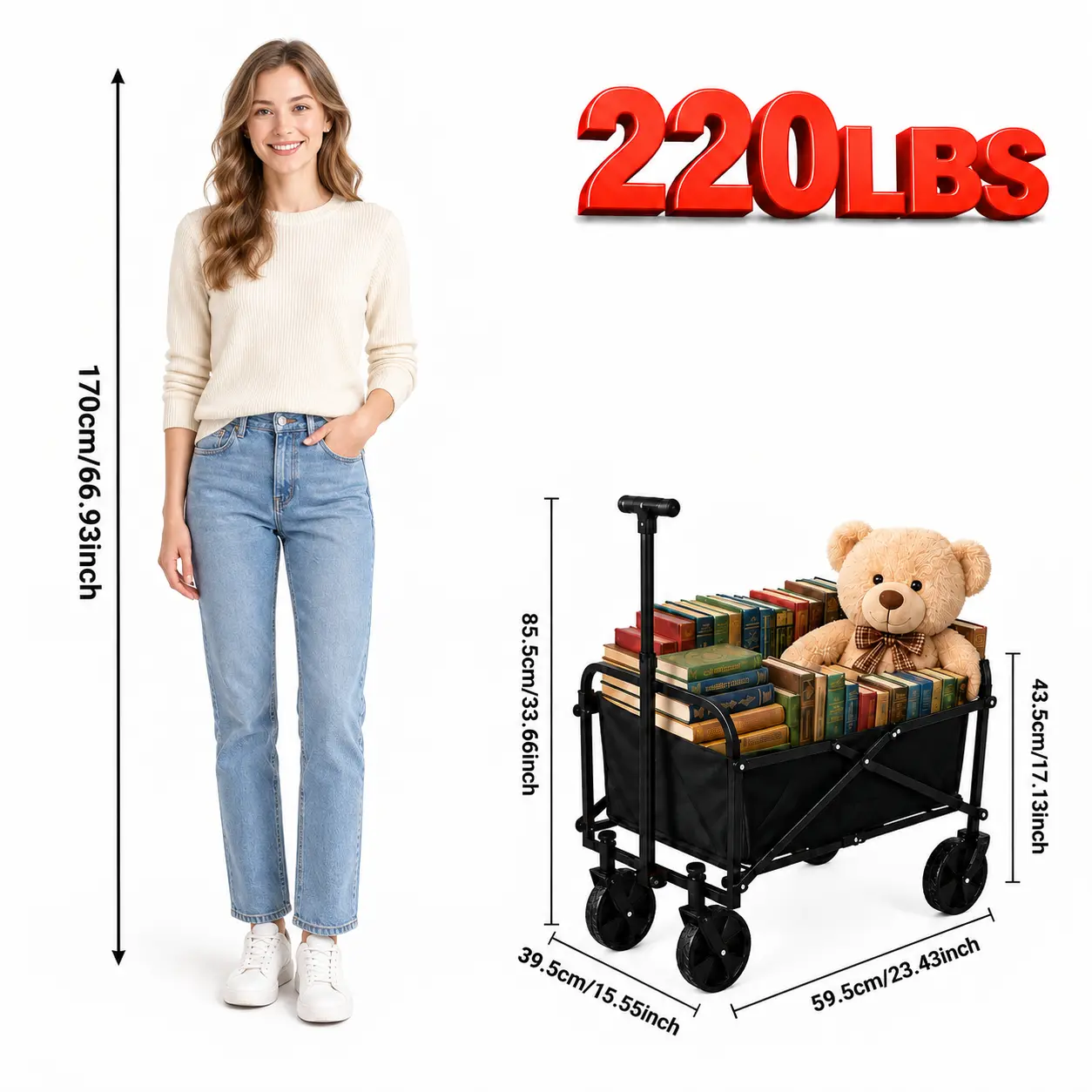 Lack heavy-duty all-terrain folding utility wagon cart