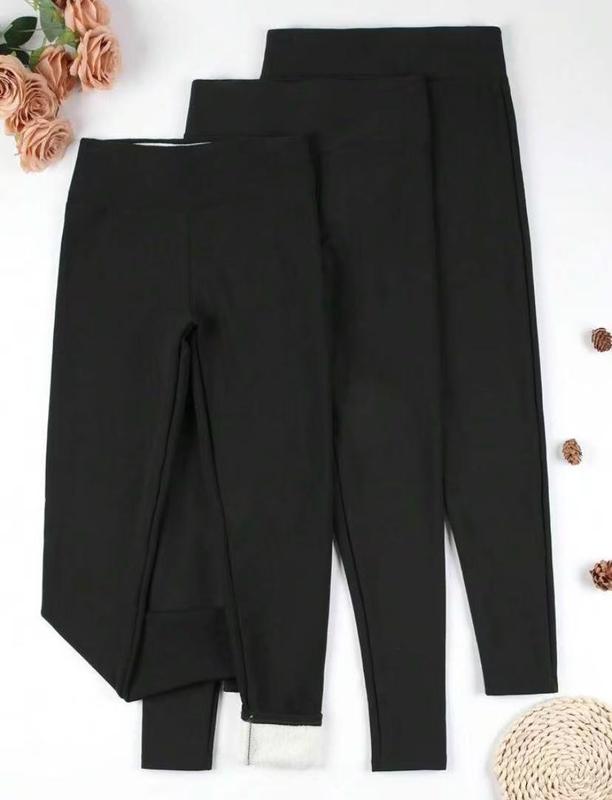 3 Pack Super Soft Plus Lined Leggings, Solid Color Thermal Warm Pants for Women, Workout Yoga Running, Fall and Winter Yoga Pants