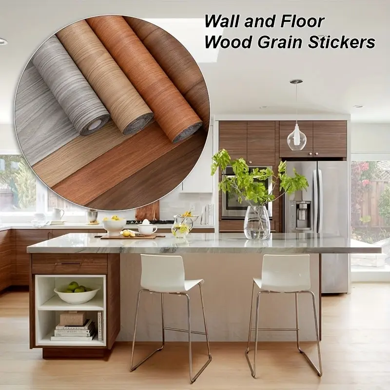 3 Roll or 6 Roll / 3D Peel & Stick Vinyl Flooring Rolls, Wood Grain Pattern Self-Adhesive DIY Removable Waterproof Thick Floor Covering