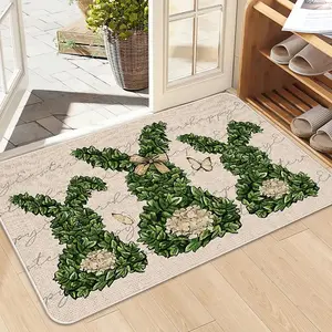Spring Home Decor Entrance Mat, Easter Bunny Pattern Rug, Contemporary Rugs, Home Decorative Rugs, Washable Indoor Outdoor Carpet, Yard Decoration, Suitable for Entryway, Kitchen, Bathroom, Patio, Balcony