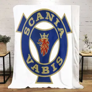 Scania Vabis Logo Printed Cute Cartoon Plush Blanket Suitable for All Seasons, Soft and Comfortable Sofa Mattress Office Outdoor Blanket Camping Travel Home Blanket Black Friday Christmas Gift C264