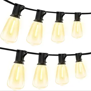 100FT ST38 LED Outdoor String Lights Waterproof, 52 Shatterproof Vintage Edison Bulbs, Dimmable Patio Hanging Lights for Porch Deck Garden Backyard Balcony Cafe Wedding Party Decor