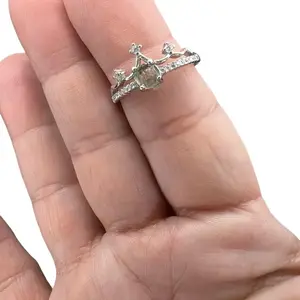 Moldavite Crown Rings Jewelry with Decorative Design and Elegant Finish - Polished Finish for Versatile Styling