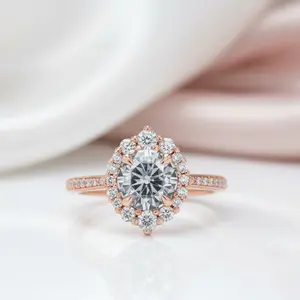 1.3 ct Grey Diamond Option Round Cut Halo Vintage Engagement Ring