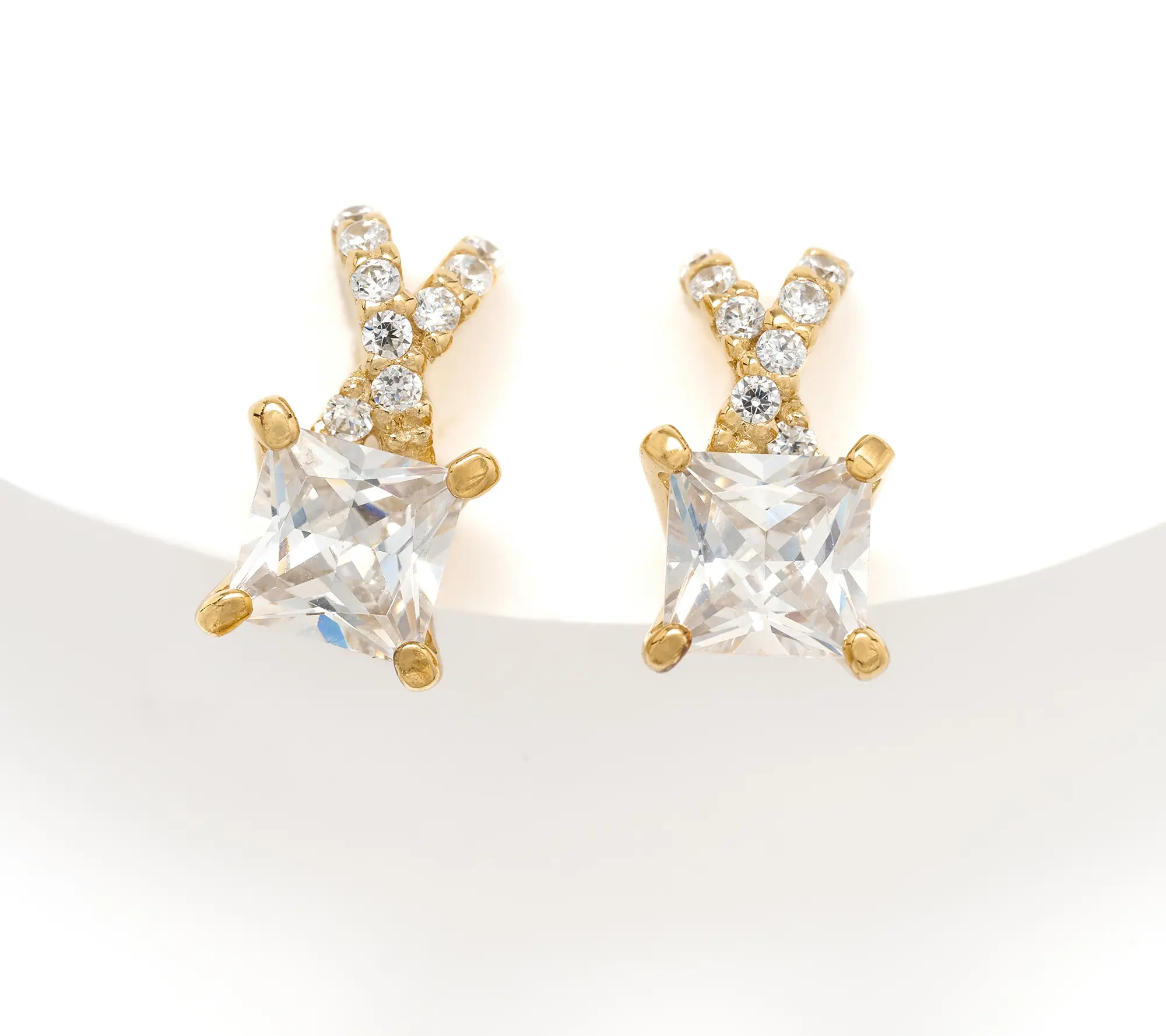Diamonique Crisscross Stud Earrings, Sterling Silver