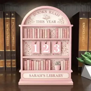 Personalized Books Read This Year Tracker Sign, Custom Wooden Bookshelf Decor, Reading Book Counter, Book Lovers Gift, Custom Library Sign