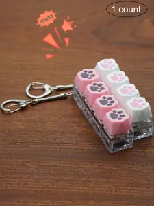 1pc 4 Keys Keyboard Fidget Toy Fidget Keyboard Clicker Toys Keychain Cute cat's paw print Keyboard Clicker Stress Relief for Anxiety Decompression Gift for friends