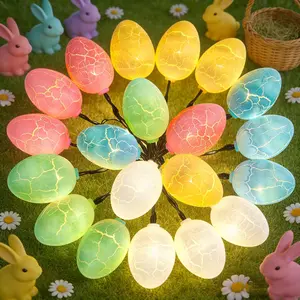 Easter Lights Battery Operated Easter Decorations Egg Lights 10FT 20LED Crack Colorful Eggs Fairy Light 8 Modes Timer for Home Bedroom Window Party Indoor Outdoor Tree Spring Easter Decor, Warm