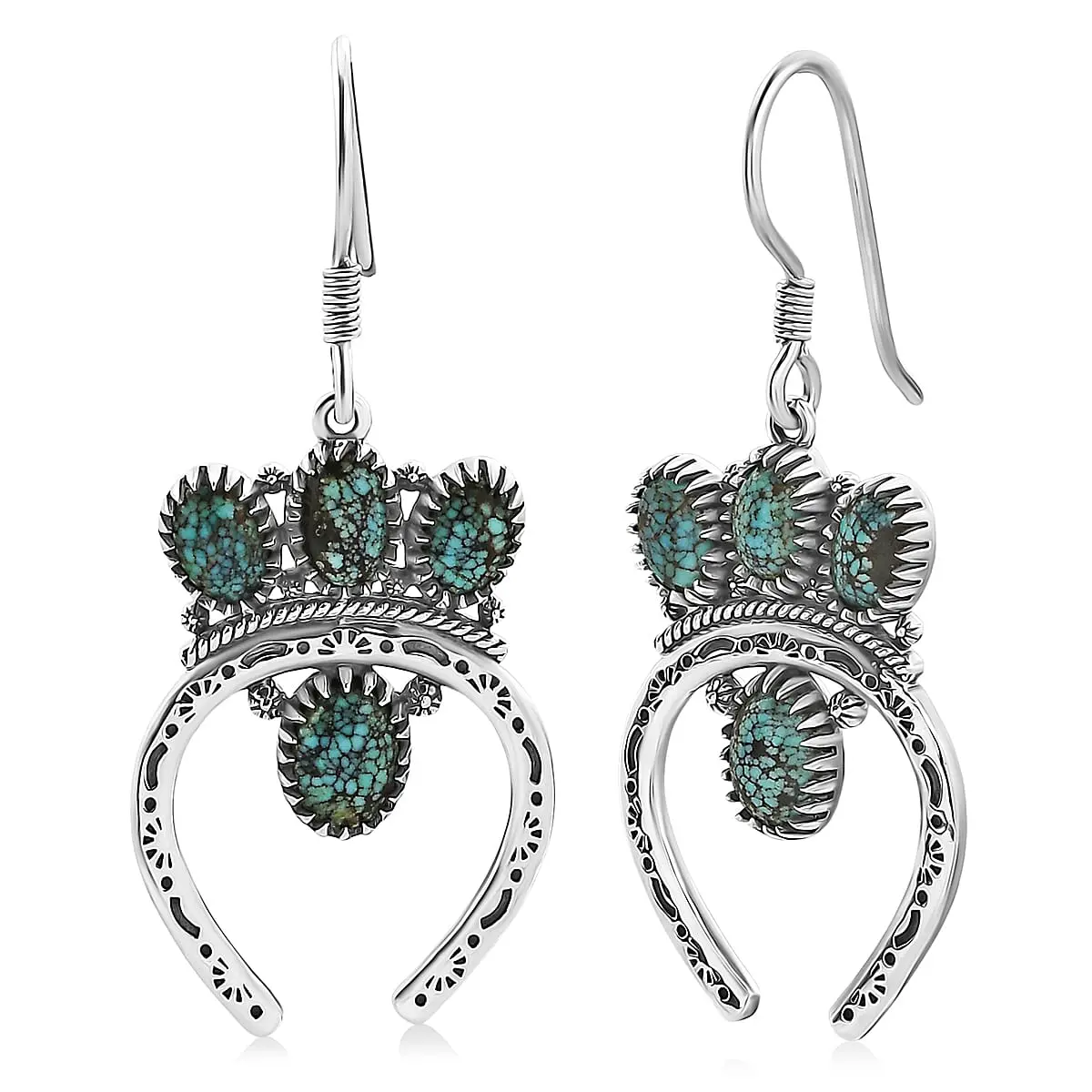 D'Joy Artisan Crafted Premium Blue Moon Turquoise 3.75 ctw Earrings in Sterling Silver