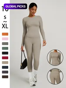 Women's Sporty Solid Color Top & Pants Set, Comfortable Tee & Slim Fit Leggings, Ideal for Daily Yoga & Fitness Activities