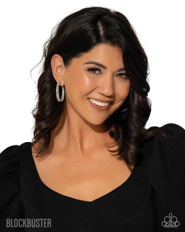 Paparazzi Glitzy By Association Blockbuster Hoop Earrings - Sparkling Black Rhinestone Design for Glamorous Outfits