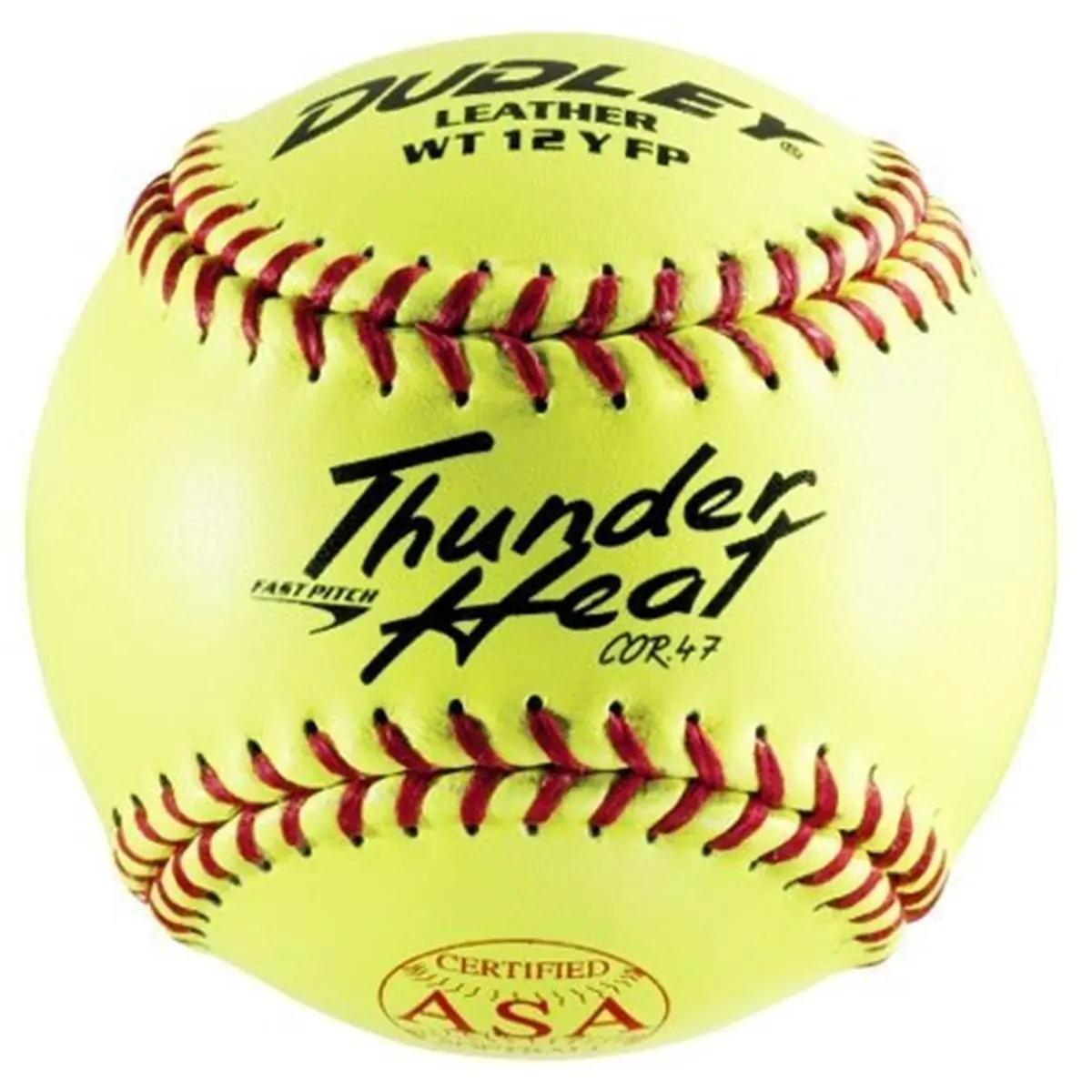 212 MAIN 12 in. Poly Core Thunderheat Softball, Leather, Dual Stamps ASA & NFHS, Spalding Sports Div Russell 247392