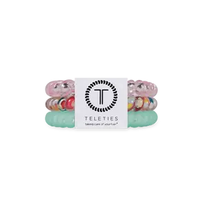 TELETIES - Spring Splash Small Hair Ties - Pack of Three - Strong Grip