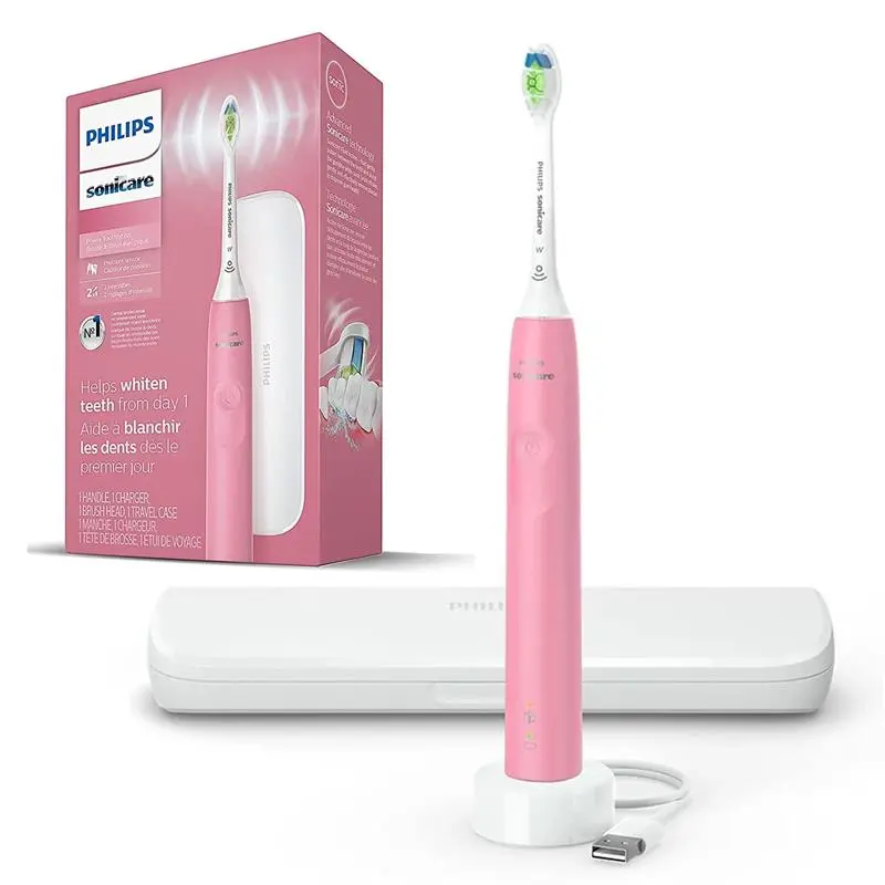 Philips Sonicare DiamondClean Electric Toothbrush for Adults, Rechargeable with Pressure Sensor, 7x Plaque Removal, USB Travel Case, Pink, Personal Care Appliance, Daily Care, Soft Toothbrush