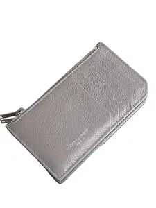 Pre-owned Yves Saint Laurent Italy Small Leather Goods Saint Laurent Gray Leather Coin/Card Holder