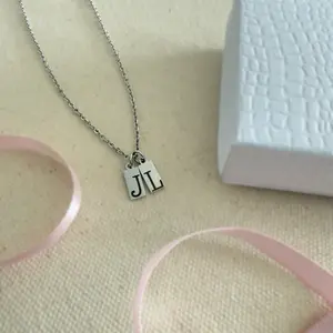 Silver Double Tag Necklace – Personalized Initials