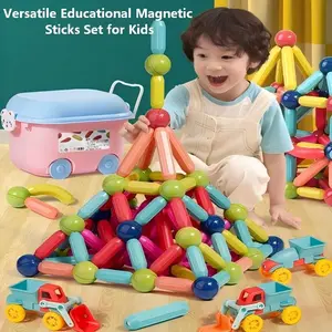 Children Magnetic Rod Building Toy, Early Education Puzzle, DIY Creative Parent-Child Assembly Block Toys, Free Assembly Game, Magnetic Building Blocks